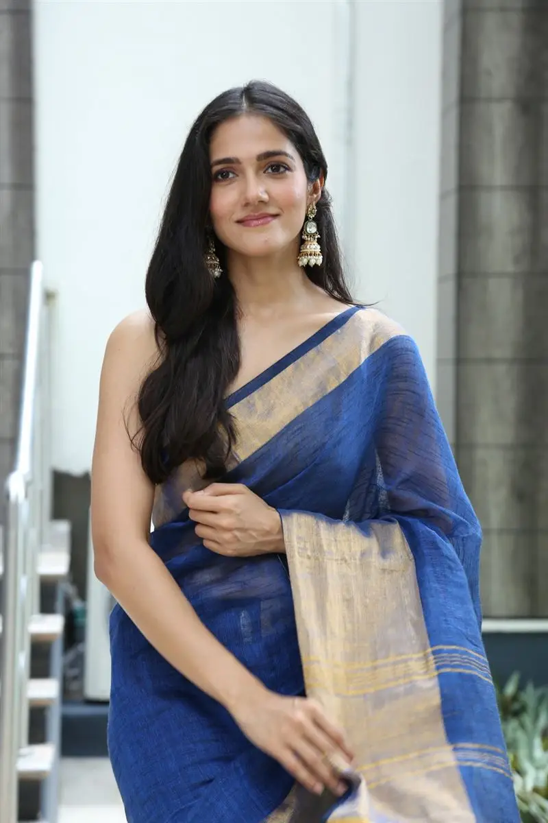 Telugu Girl Simran Choudhary in Blue Saree